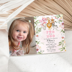 Zwei an der Zoo Safari Geburtstagseinladung Einladung