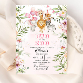 Zwei an der Zoo Safari Geburtstagseinladung Einladung