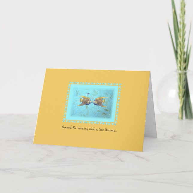 ZWEI Angelfish Whimsistische Romantische Karte (Vorderseite)
