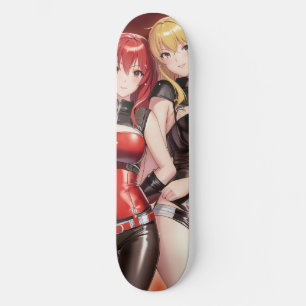 Zwei Anime Girls Skateboard