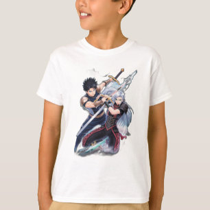 Zwei Anime-Krieger, die Schwerter kollidieren, T-Shirt