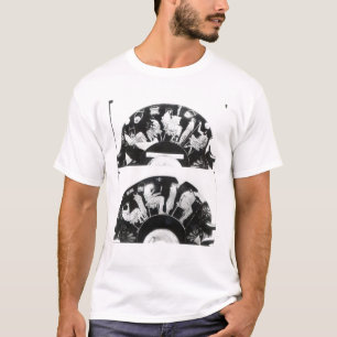 Zwei Ansichten einer Dachboden Rotzahl Schale T-Shirt