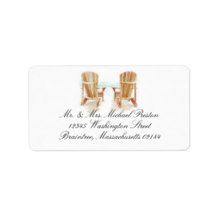 Zwei Aquarell Adirondack Strand-Stühle Adressaufkleber