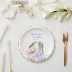 Zwei Aquarellfarben Songbirds Dusche Pappteller