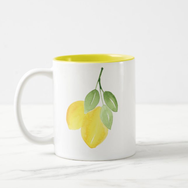 Zwei Aquarellfarben Zweifarbige Tasse (Links)