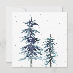 Zwei Aquarellkiefern Winter Pine Trees 2 Mitteilungskarte