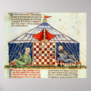 Zwei Araber spielen Schach in einem Zelt Poster