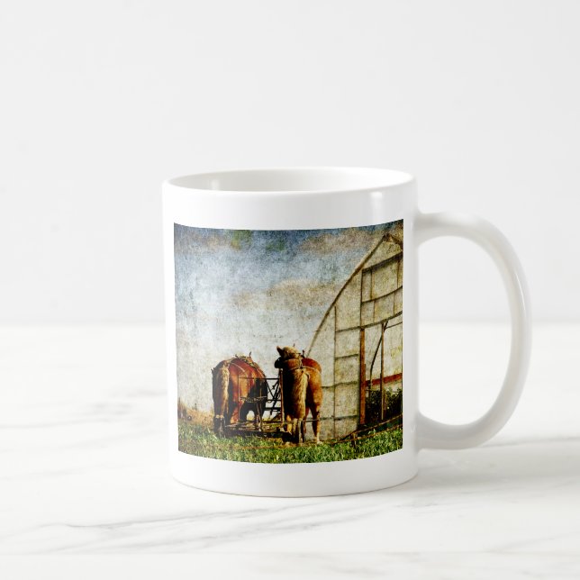 Zwei arbeitsbereite Pferde Tasse (Rechts)