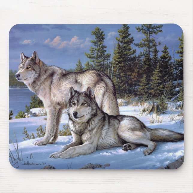 Zwei arktische Wölfe malen Mousepad (Vorne)
