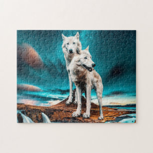 Zwei arktische Wölfe Puzzle