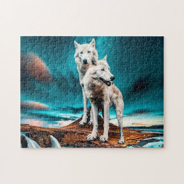 Zwei arktische Wölfe Puzzle (Horizontal)
