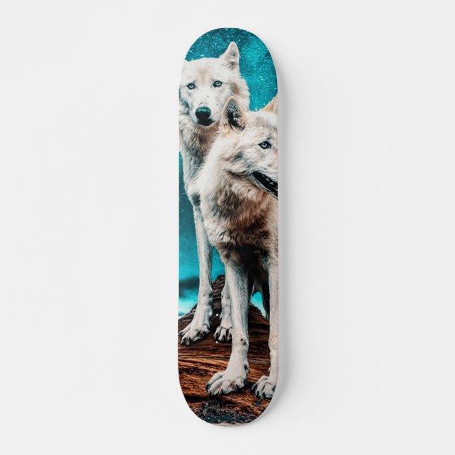 Zwei arktische Wölfe Skateboard (Vorne)