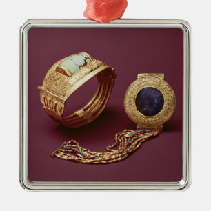 Zwei Armbänder, vom Grab von Tutankhamun Silbernes Ornament