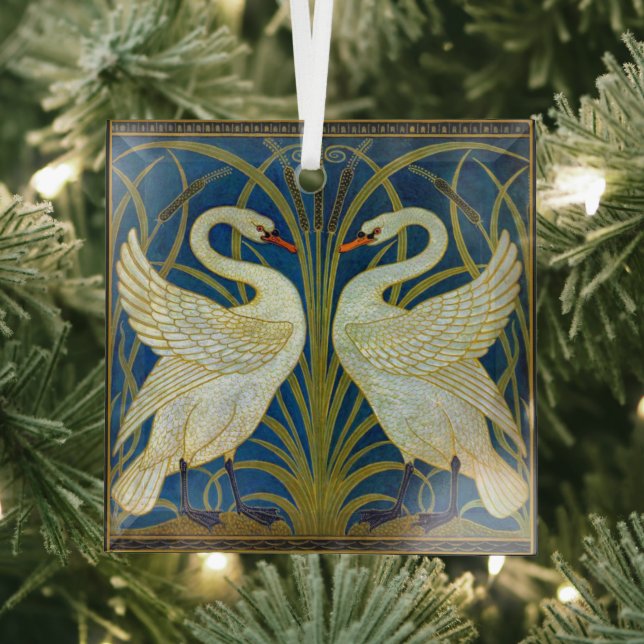 Zwei Art Deco Swans Ornament Aus Glas (Insitu)