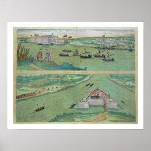 Zwei Ausblicke auf Comorra, von "Civitates Orbis T Poster