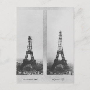 Zwei Ausblicke auf den Eiffelbau Postkarte