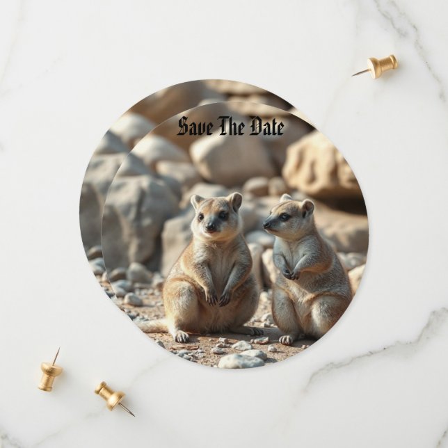 Zwei Aussie Rottnest IsLand Quokkas, Save The Date (Vorderseite/Rückseite Beispiel)