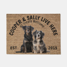 Zwei australische Schäferhunde Personalisierter Hu Fußmatte