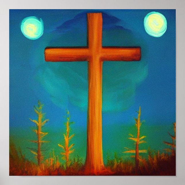 Zwei Auswahlmöglichkeiten kreuzen in einem Garten  Poster (Vorne)