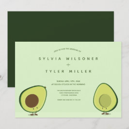 Zwei Avocado Halves Green Illustration Hochzeit Einladung