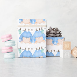 Zwei Baby Boys auf Clothesline Geschenkpapier