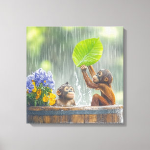 Zwei Baby Orangutans Leinwanddruck