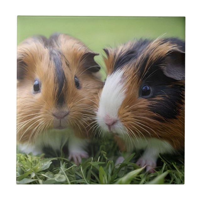 Zwei Baby Tortoiseshell Guinea Schweine, Fliese (Vorderseite)