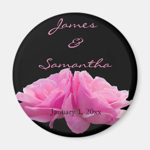 Zwei Back to Back Pink Roses Persönliche Hochzeit Magnet