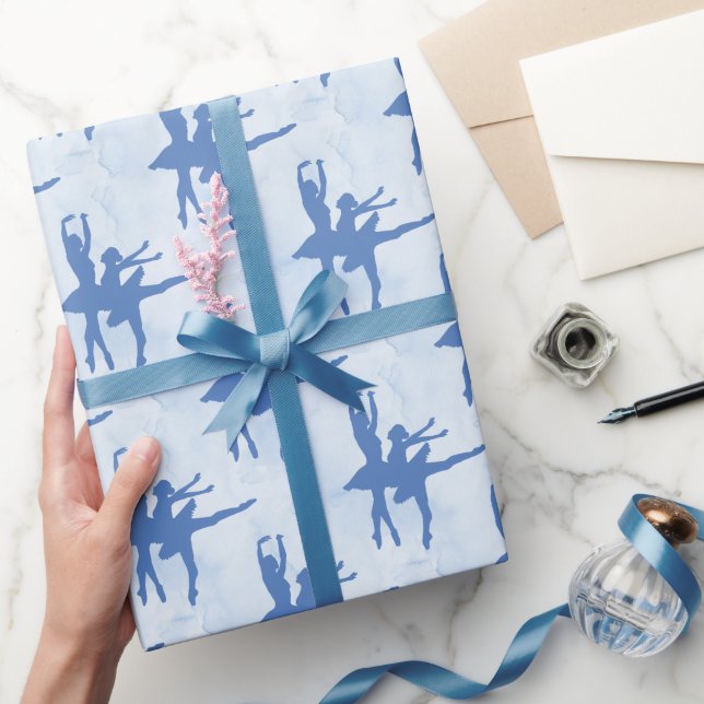 Zwei Ballerinas Blue Jeden Anlaß Geschenkpapier (Schenken)
