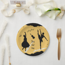 Zwei Balletttänzer und Musik in goldener Beige Far