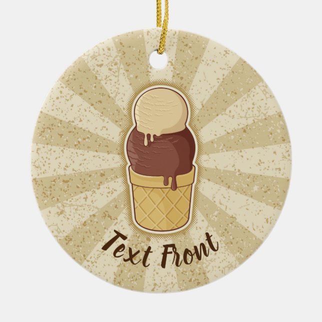 Zwei Balls Eiscreme-Cup Keramik Ornament (Vorne)