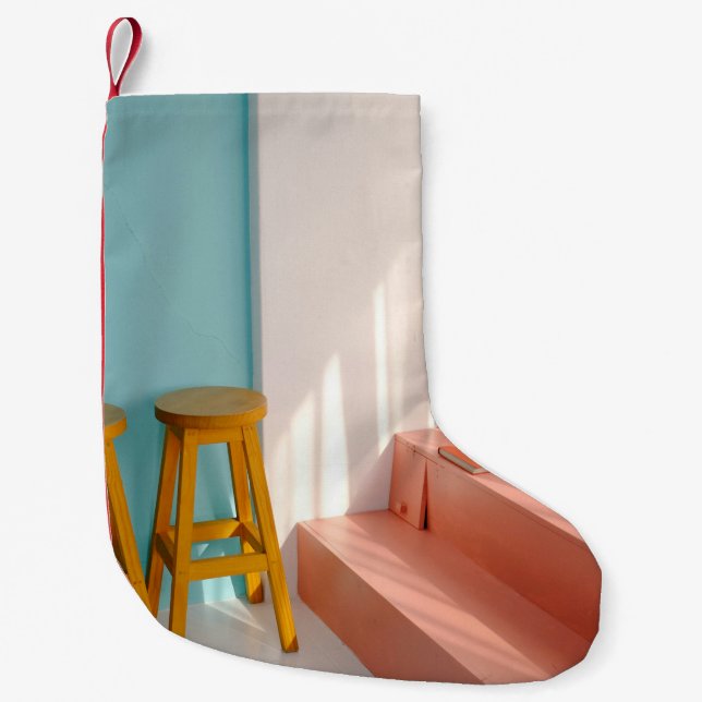 Zwei Bar aus gelbem Holz Kleiner Weihnachtsstrumpf (Vorderseite)