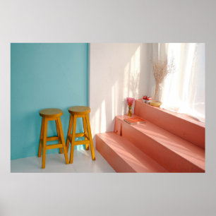 Zwei Bar aus gelbem Holz Poster