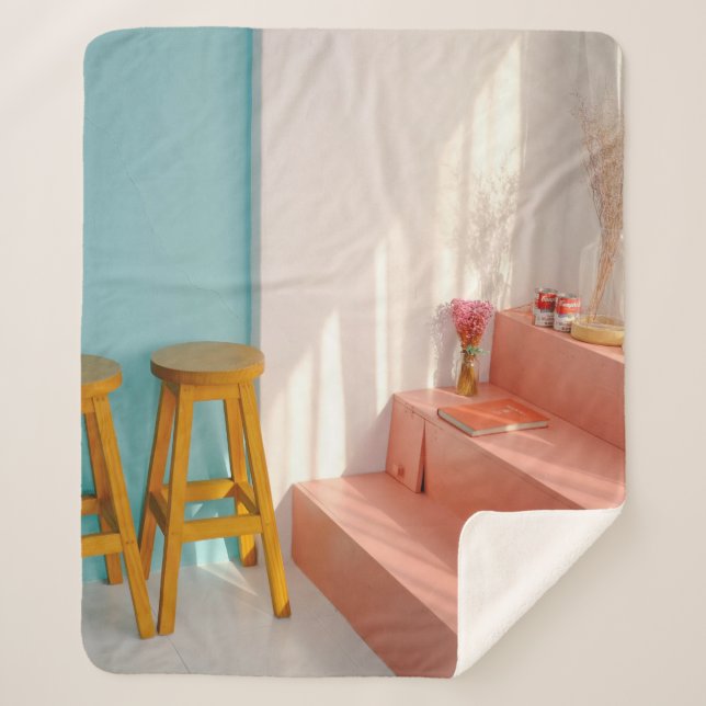 Zwei Bar aus gelbem Holz Sherpadecke (Vorderseite)