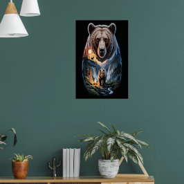 Zwei Bären im dunklen Wald 2 Poster