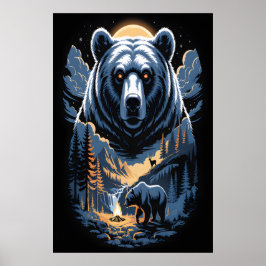 Zwei Bären im dunklen Wald 3 Poster