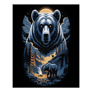 Zwei Bären im dunklen Wald 3 Poster