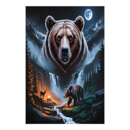 Zwei Bären im dunklen Wald 4 Fotodruck
