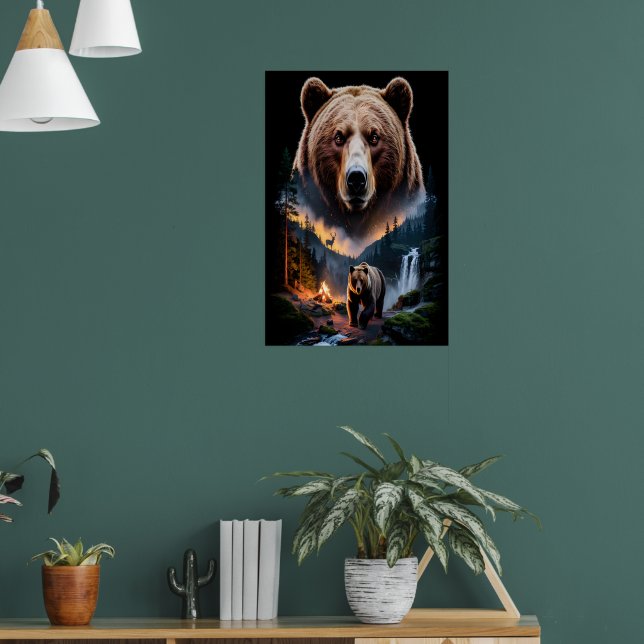 Zwei Bären im dunklen Wald 5 Poster (Wohnzimmer 1)
