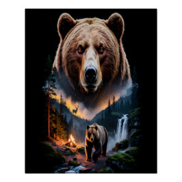 Zwei Bären im dunklen Wald 5 Poster
