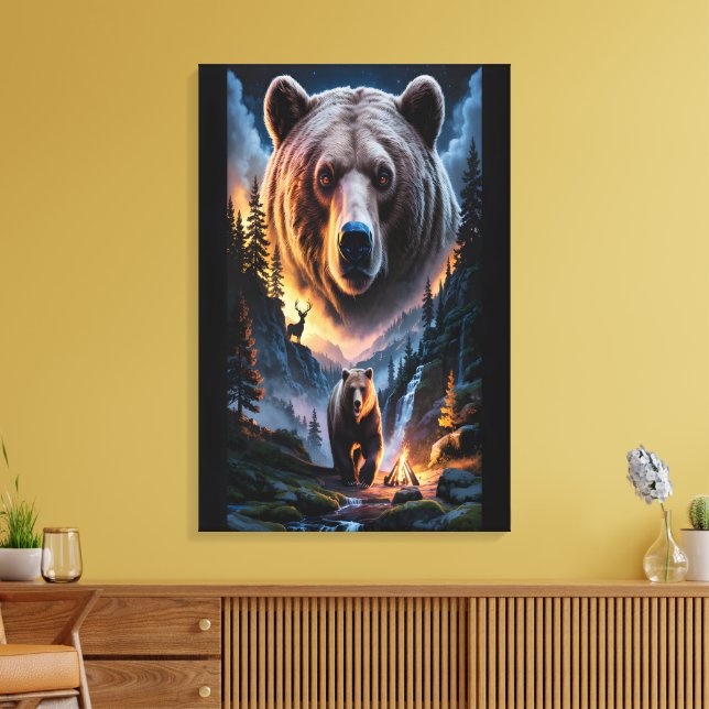 Zwei Bären im dunklen Wald 6 Leinwanddruck (Insitu (Wohnzimmer))