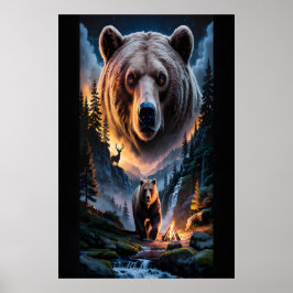Zwei Bären im dunklen Wald 6 Poster