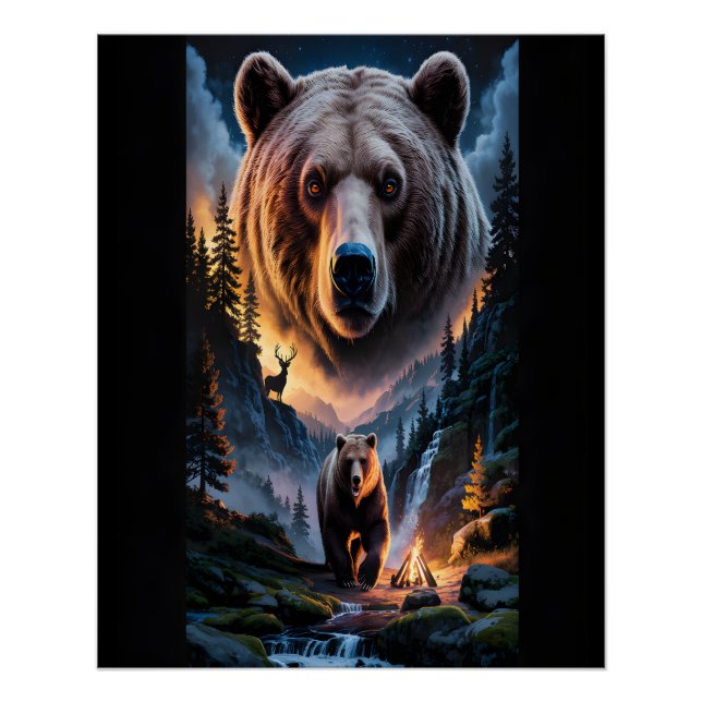 Zwei Bären im dunklen Wald 6 Poster (Vorderseite)