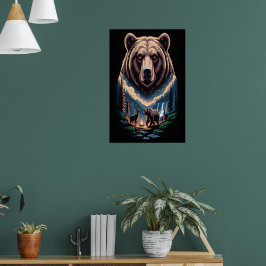 Zwei Bären im dunklen Wald Poster