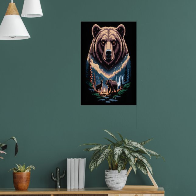 Zwei Bären im dunklen Wald Poster (Wohnzimmer 1)