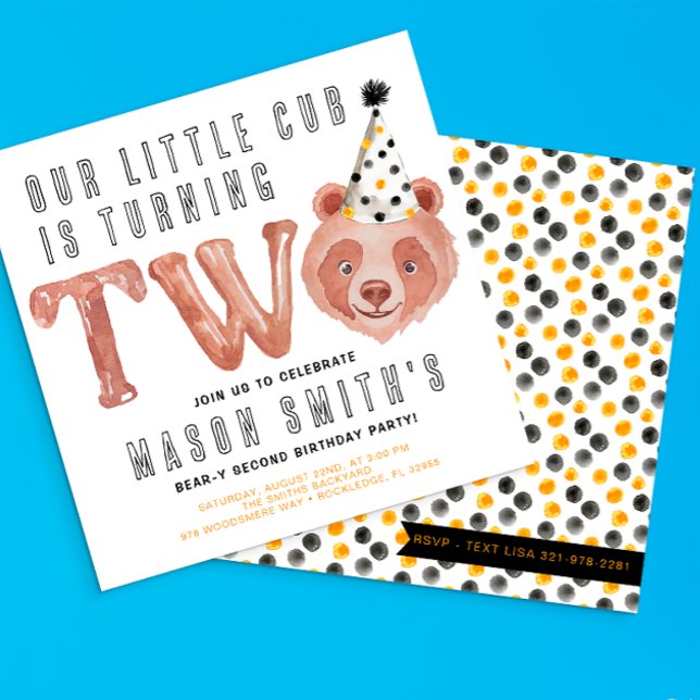 Zwei Bären zum Geburtstag Einladung Party Tier (Bear-y Cute Birthday Party Invite)