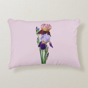 Zwei Bart-Iris Eine Marone Eine Violette Dekokissen