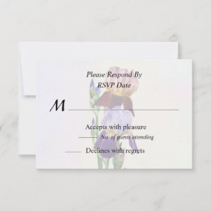 Zwei Bart-Iris Eine Marone Eine Violette RSVP Karte