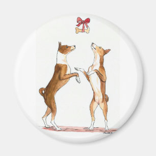 Zwei Basenjis tanzendes Dog Art Magnet