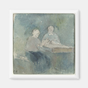 Zwei Bauern am Tisch, c.1874 (w/c auf Papier) Magnet